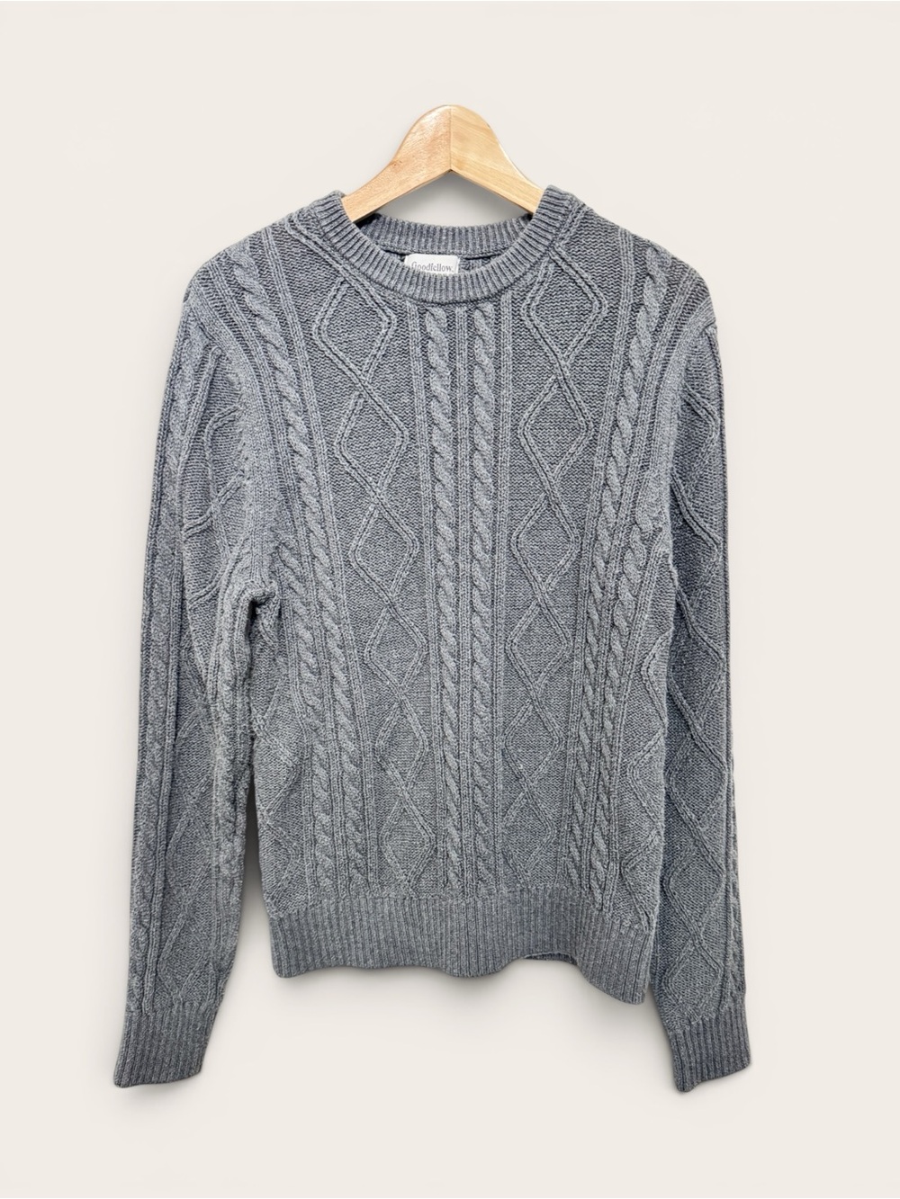 Goodfellow & Co Gray Cable-Knit Crewneck Sweater